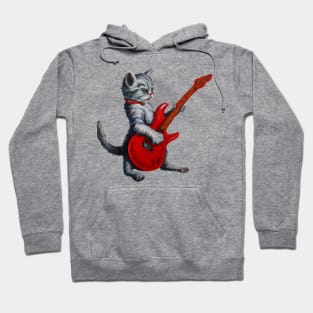 Kitten playing an electric guitar Hoodie